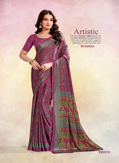 Star Crapes By Sushma Crepe Fabric Printed Sarees Online Wholesale